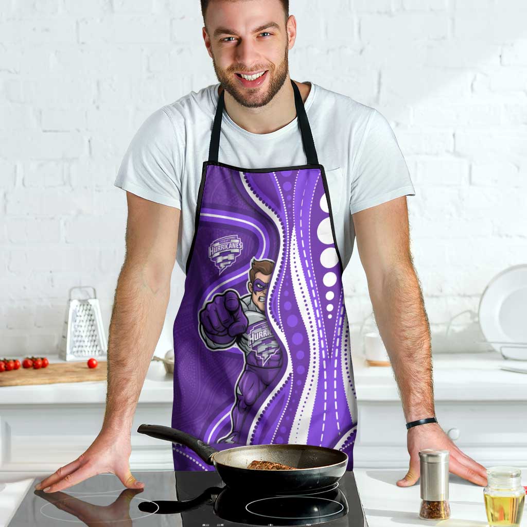 Hobart Hurricanes Apron Aboriginal Dot Art Purple White - Tribal Wave Pattern