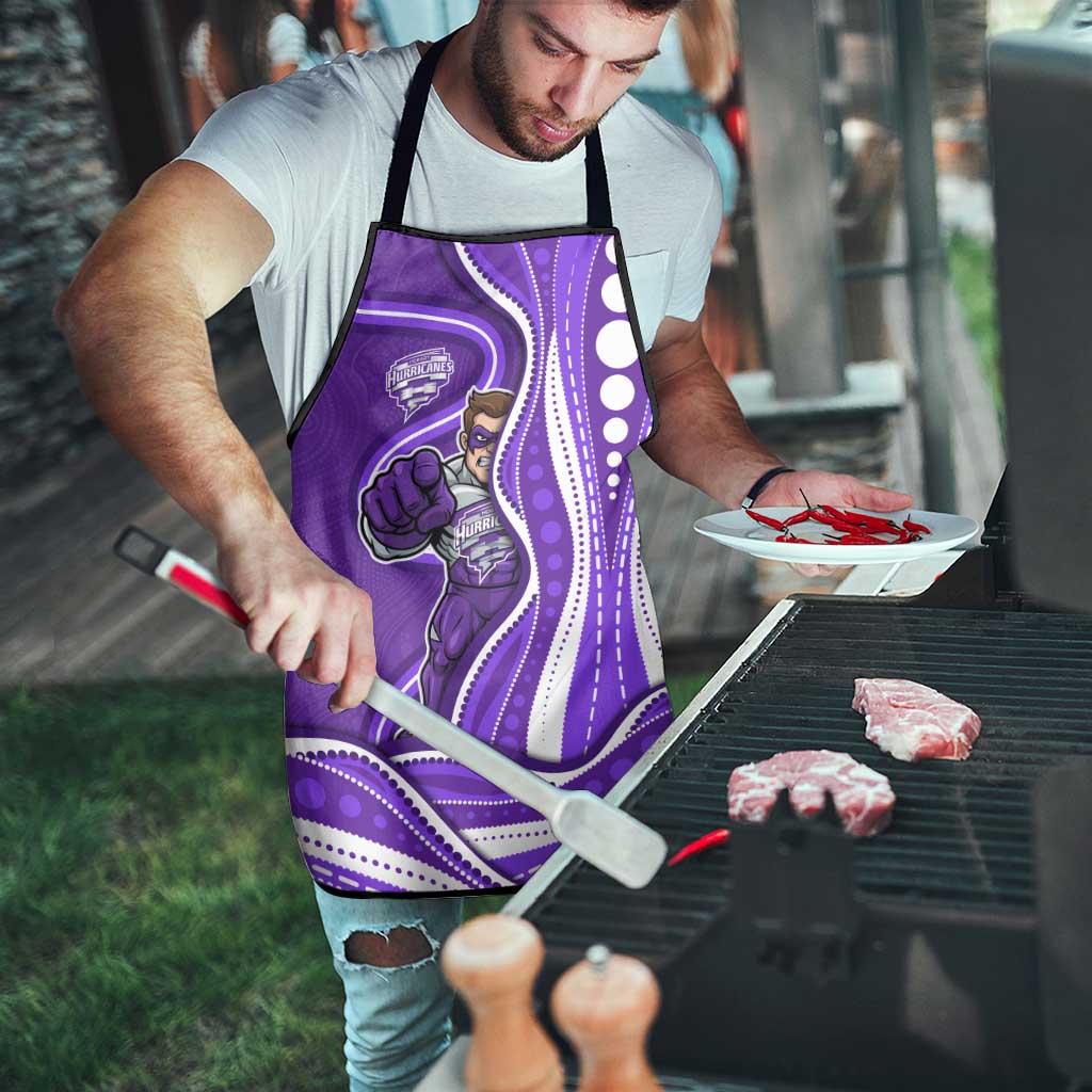 Hobart Hurricanes Apron Aboriginal Dot Art Purple White - Tribal Wave Pattern