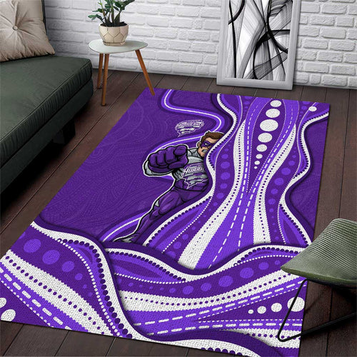 Hobart Hurricanes Area Rug Aboriginal Dot Art Purple White - Tribal Wave Pattern