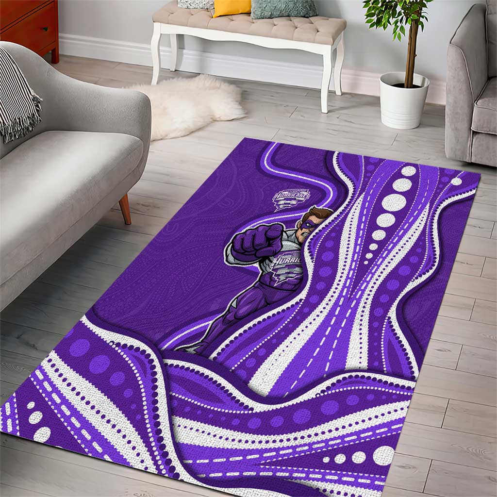 Hobart Hurricanes Area Rug Aboriginal Dot Art Purple White - Tribal Wave Pattern