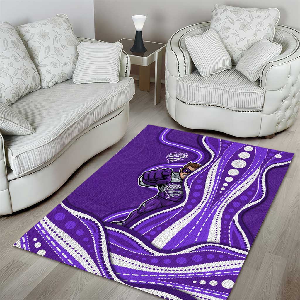 Hobart Hurricanes Area Rug Aboriginal Dot Art Purple White - Tribal Wave Pattern