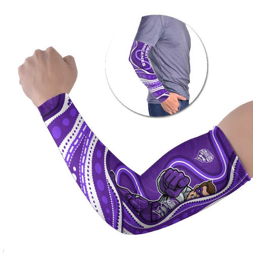 Hobart Hurricanes Arm Sleeves Aboriginal Dot Art Purple White - Tribal Wave Pattern
