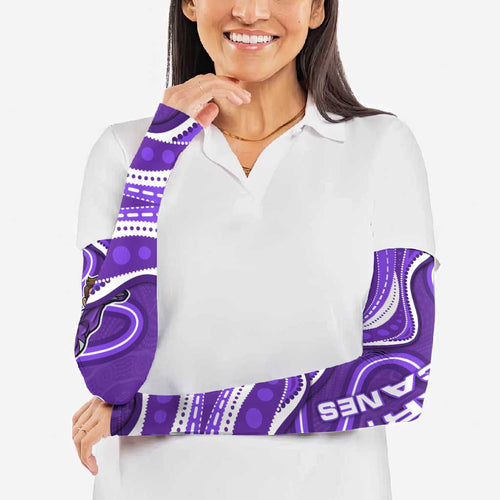 Hobart Hurricanes Arm Sleeves Aboriginal Dot Art Purple White - Tribal Wave Pattern