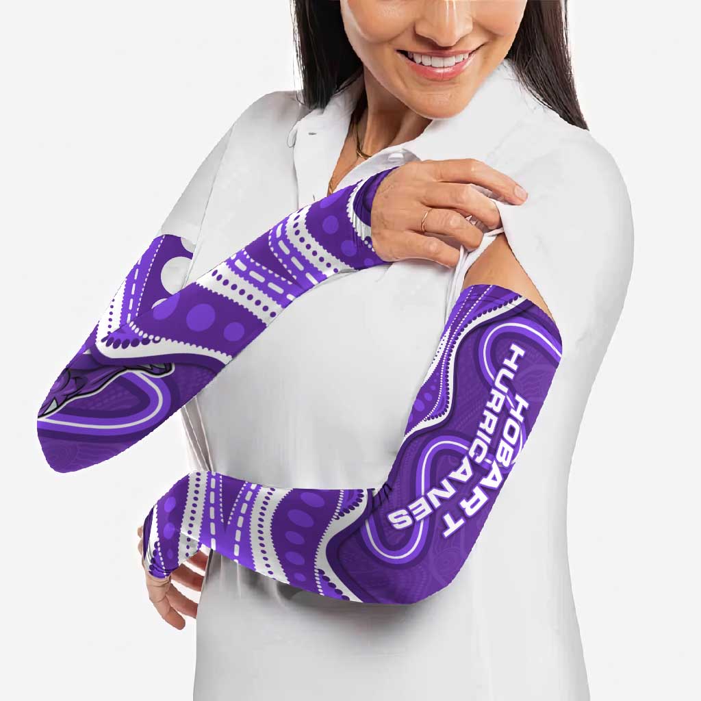 Hobart Hurricanes Arm Sleeves Aboriginal Dot Art Purple White - Tribal Wave Pattern