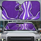 Hobart Hurricanes Auto Sun Shade Aboriginal Dot Art Purple White - Tribal Wave Pattern