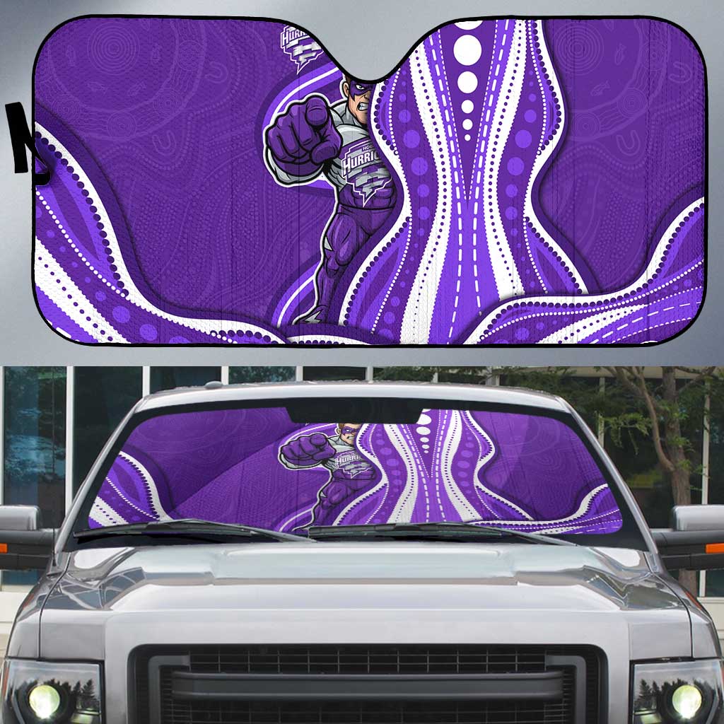 Hobart Hurricanes Auto Sun Shade Aboriginal Dot Art Purple White - Tribal Wave Pattern