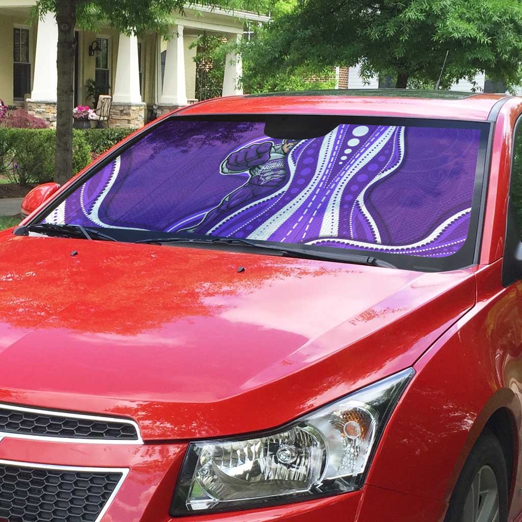 Hobart Hurricanes Auto Sun Shade Aboriginal Dot Art Purple White - Tribal Wave Pattern