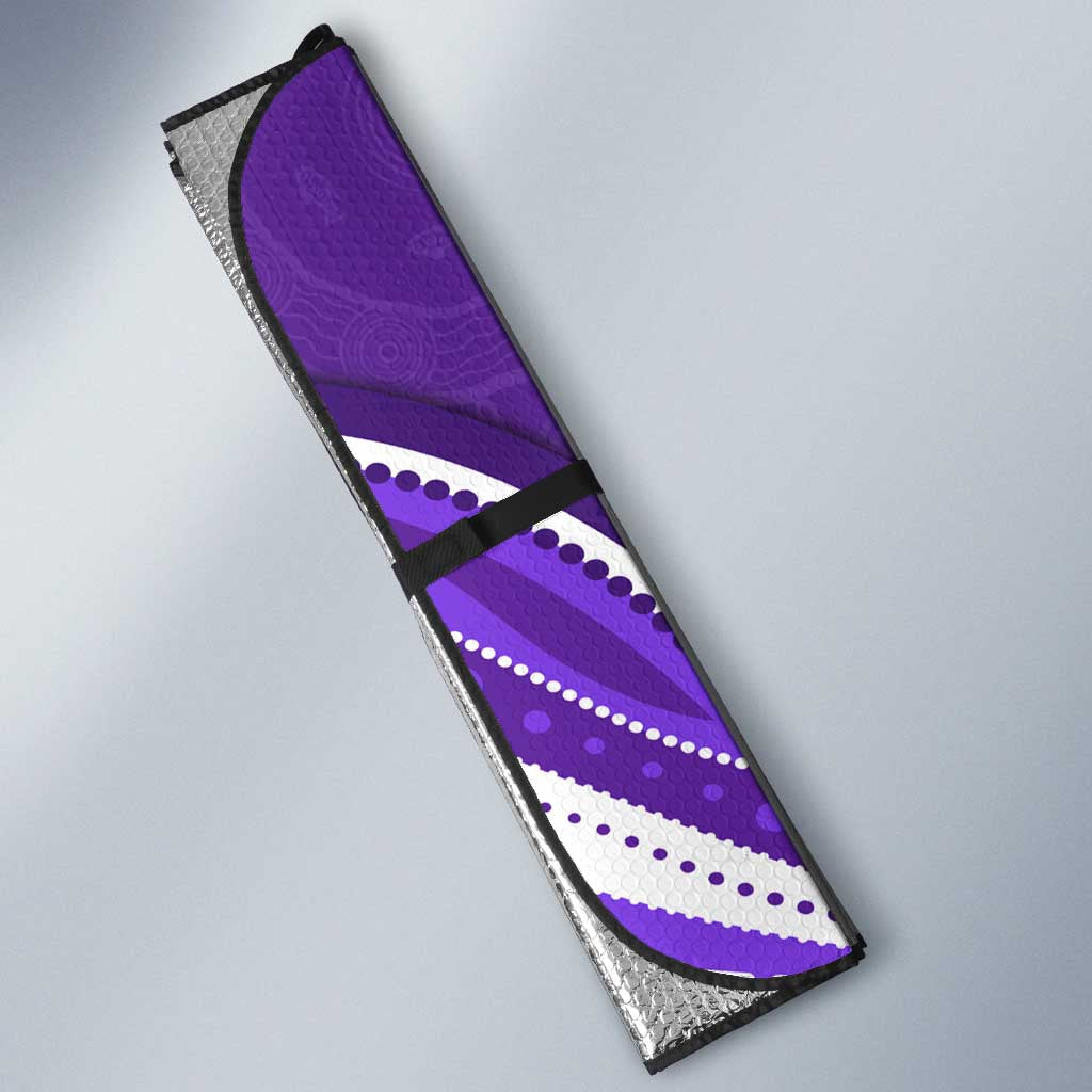 Hobart Hurricanes Auto Sun Shade Aboriginal Dot Art Purple White - Tribal Wave Pattern