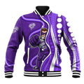 Hobart Hurricanes Baseball Jacket Aboriginal Dot Art Purple White - Tribal Wave Pattern