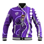 Hobart Hurricanes Baseball Jacket Aboriginal Dot Art Purple White - Tribal Wave Pattern