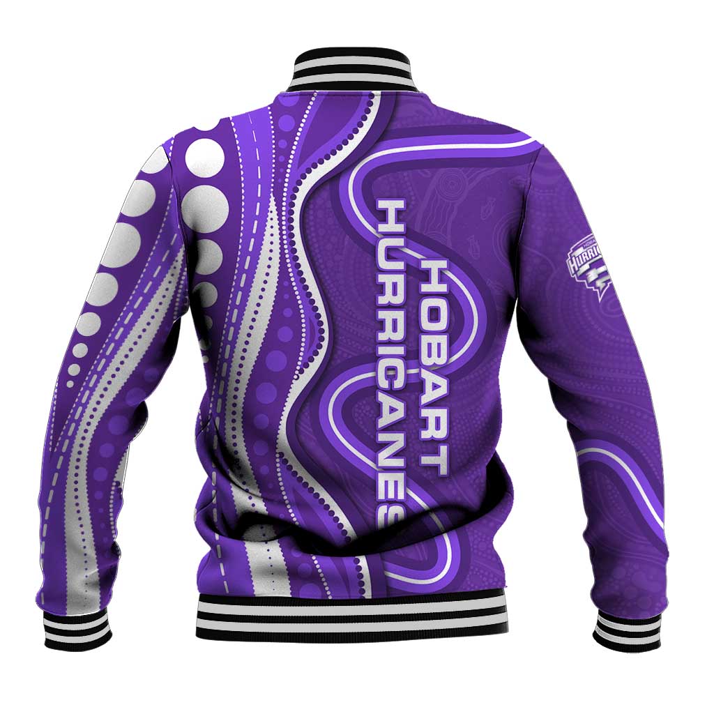 Hobart Hurricanes Baseball Jacket Aboriginal Dot Art Purple White - Tribal Wave Pattern