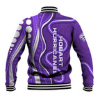 Hobart Hurricanes Baseball Jacket Aboriginal Dot Art Purple White - Tribal Wave Pattern