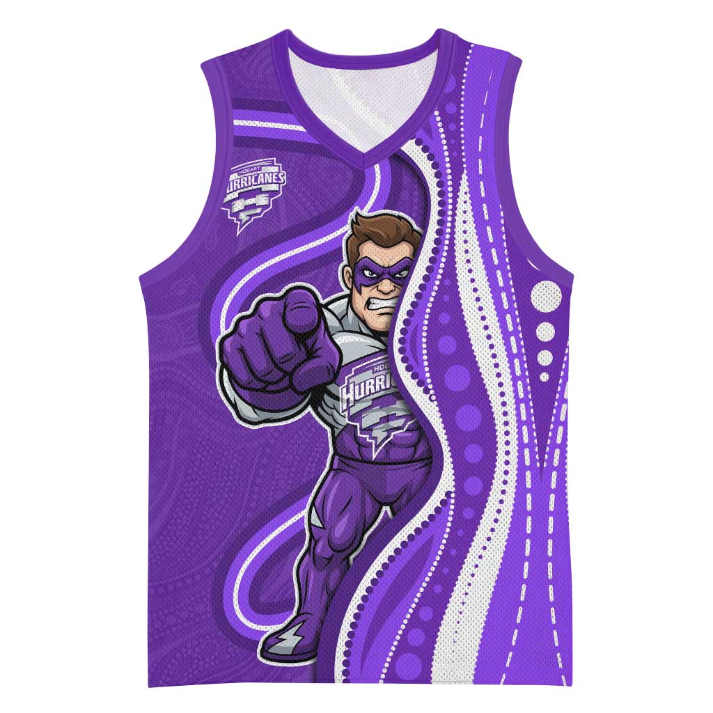 Hobart Hurricanes Basketball Jersey Aboriginal Dot Art Purple White - Tribal Wave Pattern