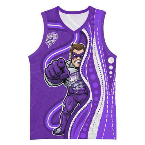 Hobart Hurricanes Basketball Jersey Aboriginal Dot Art Purple White - Tribal Wave Pattern