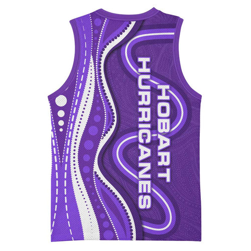 Hobart Hurricanes Basketball Jersey Aboriginal Dot Art Purple White - Tribal Wave Pattern