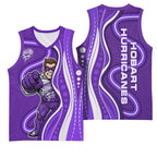 Hobart Hurricanes Basketball Jersey Aboriginal Dot Art Purple White - Tribal Wave Pattern