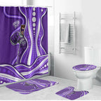Hobart Hurricanes Bathroom Set Aboriginal Dot Art Purple White - Tribal Wave Pattern