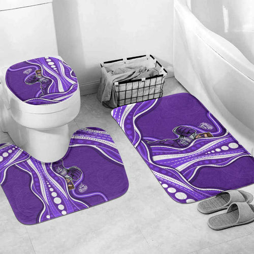 Hobart Hurricanes Bathroom Set Aboriginal Dot Art Purple White - Tribal Wave Pattern
