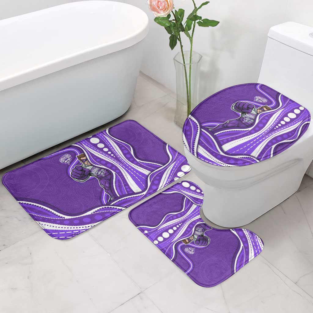 Hobart Hurricanes Bathroom Set Aboriginal Dot Art Purple White - Tribal Wave Pattern