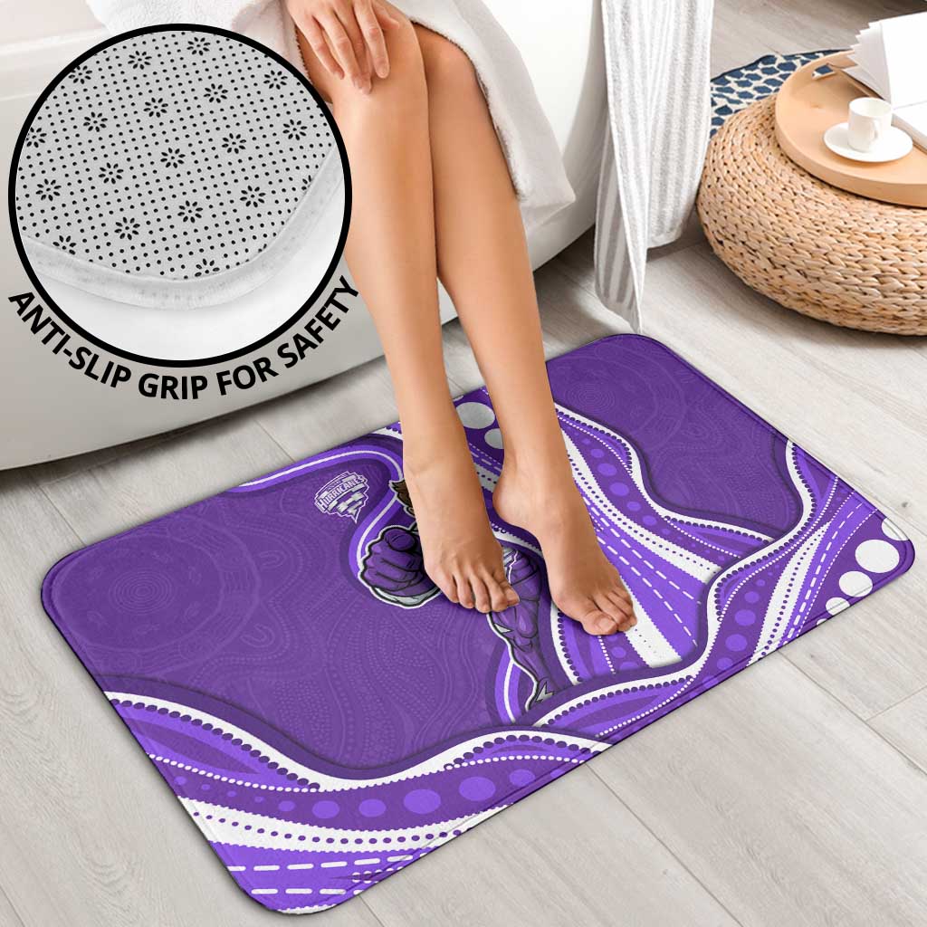 Hobart Hurricanes Bathroom Set Aboriginal Dot Art Purple White - Tribal Wave Pattern