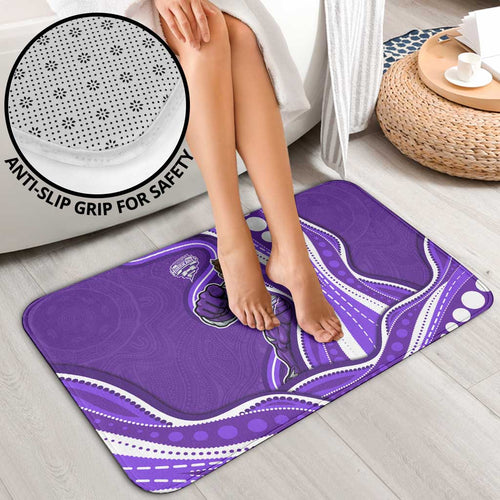 Hobart Hurricanes Bathroom Set Aboriginal Dot Art Purple White - Tribal Wave Pattern