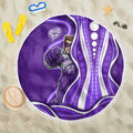 Hobart Hurricanes Beach Blanket Aboriginal Dot Art Purple White - Tribal Wave Pattern