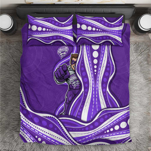 Hobart Hurricanes Bedding Set Aboriginal Dot Art Purple White - Tribal Wave Pattern