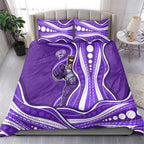 Hobart Hurricanes Bedding Set Aboriginal Dot Art Purple White - Tribal Wave Pattern