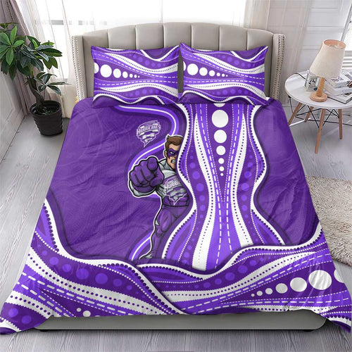 Hobart Hurricanes Bedding Set Aboriginal Dot Art Purple White - Tribal Wave Pattern