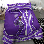 Hobart Hurricanes Bedding Set Aboriginal Dot Art Purple White - Tribal Wave Pattern