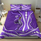 Hobart Hurricanes Bedding Set Aboriginal Dot Art Purple White - Tribal Wave Pattern