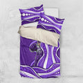 Hobart Hurricanes Bedding Set Aboriginal Dot Art Purple White - Tribal Wave Pattern
