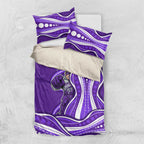 Hobart Hurricanes Bedding Set Aboriginal Dot Art Purple White - Tribal Wave Pattern