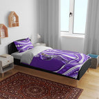 Hobart Hurricanes Bedding Set Aboriginal Dot Art Purple White - Tribal Wave Pattern