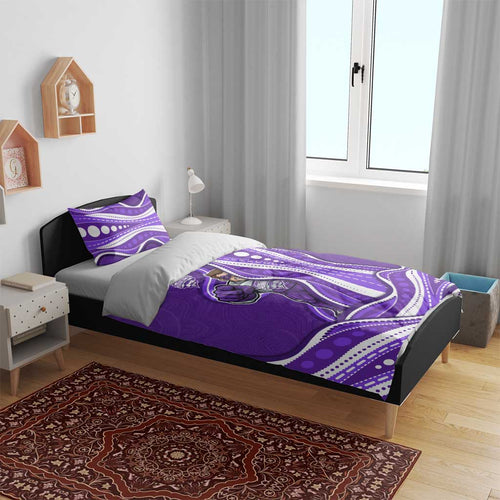 Hobart Hurricanes Bedding Set Aboriginal Dot Art Purple White - Tribal Wave Pattern