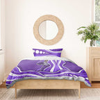 Hobart Hurricanes Bedding Set Aboriginal Dot Art Purple White - Tribal Wave Pattern