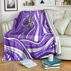 Hobart Hurricanes Blanket Aboriginal Dot Art Purple White - Tribal Wave Pattern