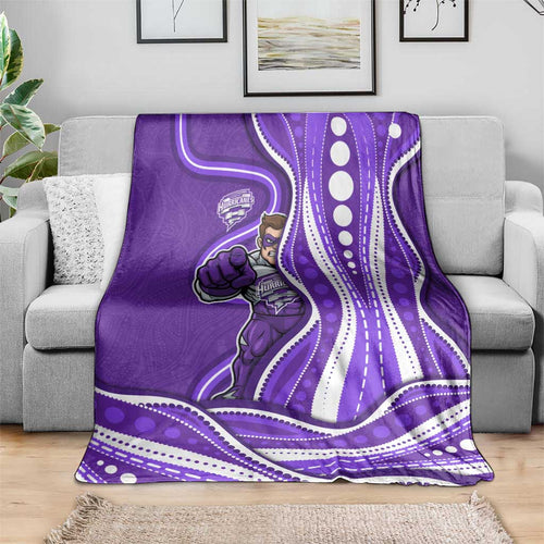 Hobart Hurricanes Blanket Aboriginal Dot Art Purple White - Tribal Wave Pattern