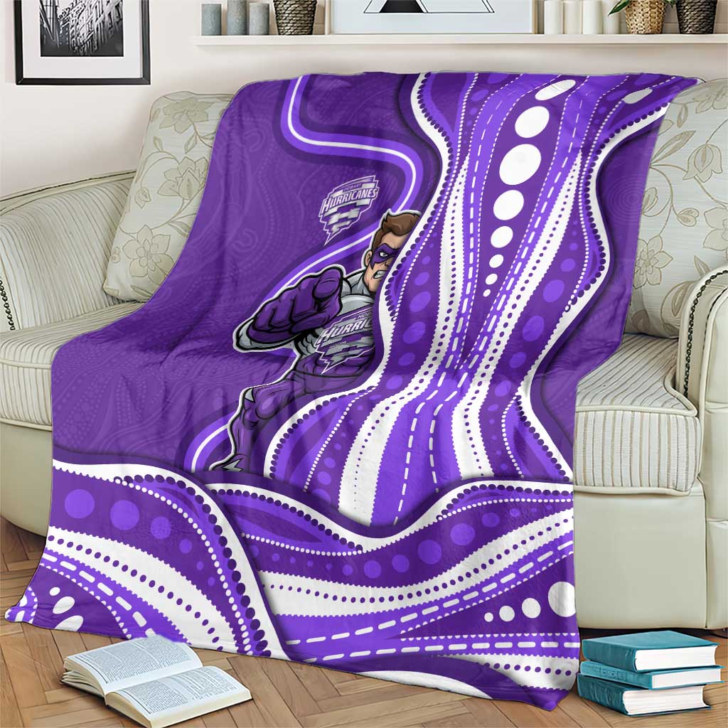 Hobart Hurricanes Blanket Aboriginal Dot Art Purple White - Tribal Wave Pattern