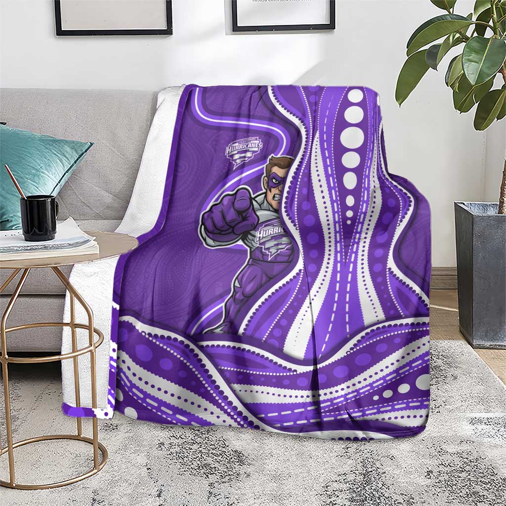 Hobart Hurricanes Blanket Aboriginal Dot Art Purple White - Tribal Wave Pattern
