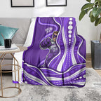 Hobart Hurricanes Blanket Aboriginal Dot Art Purple White - Tribal Wave Pattern