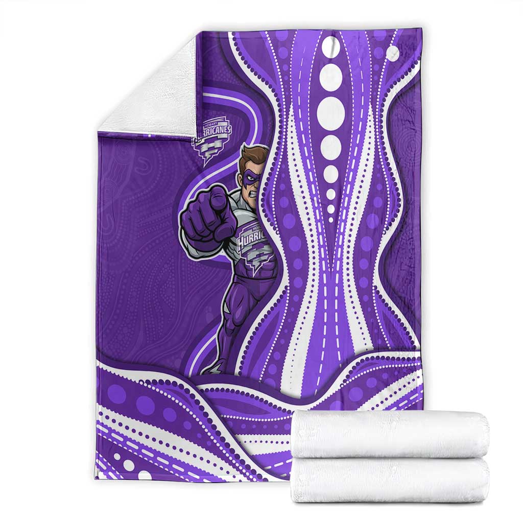 Hobart Hurricanes Blanket Aboriginal Dot Art Purple White - Tribal Wave Pattern