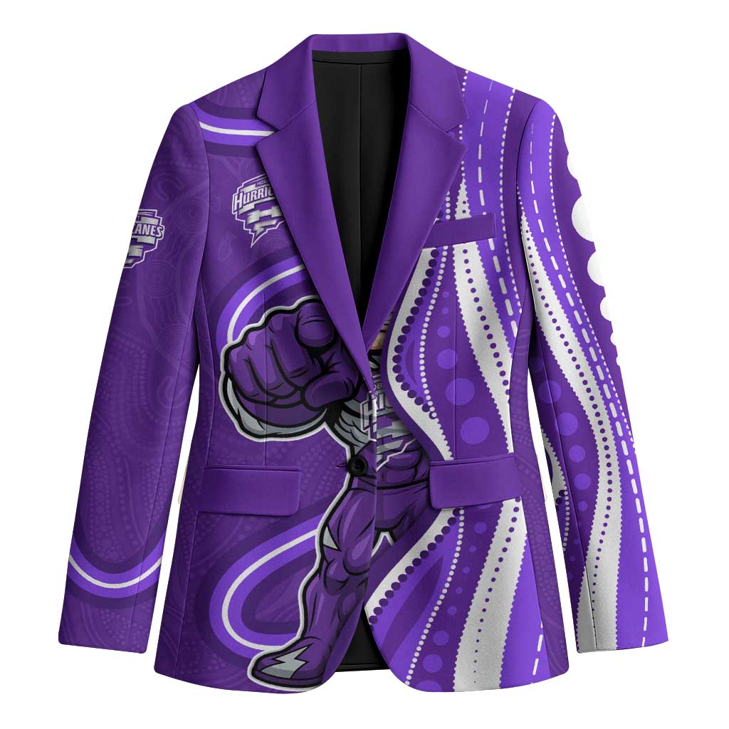 Hobart Hurricanes Blazer Aboriginal Dot Art Purple White - Tribal Wave Pattern
