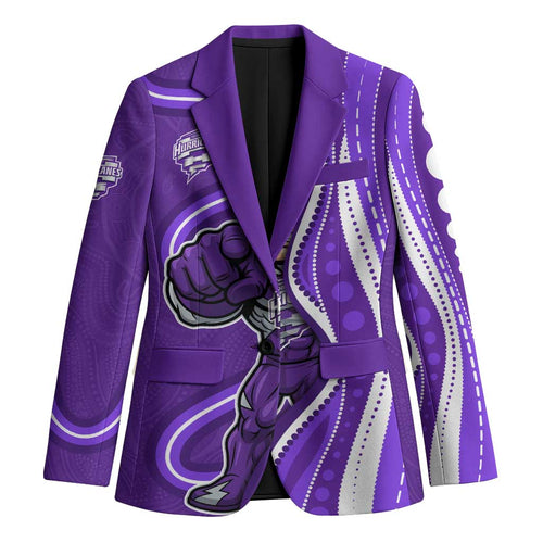 Hobart Hurricanes Blazer Aboriginal Dot Art Purple White - Tribal Wave Pattern