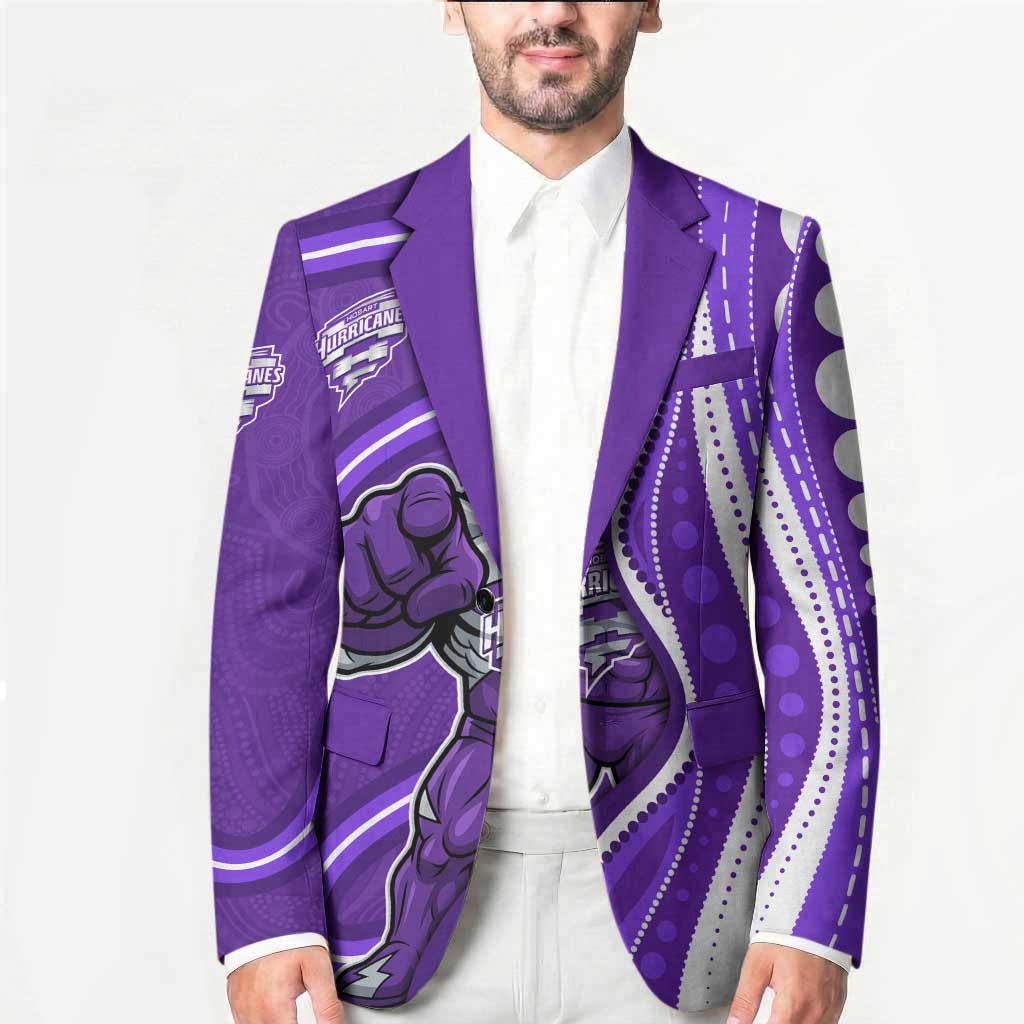 Hobart Hurricanes Blazer Aboriginal Dot Art Purple White - Tribal Wave Pattern