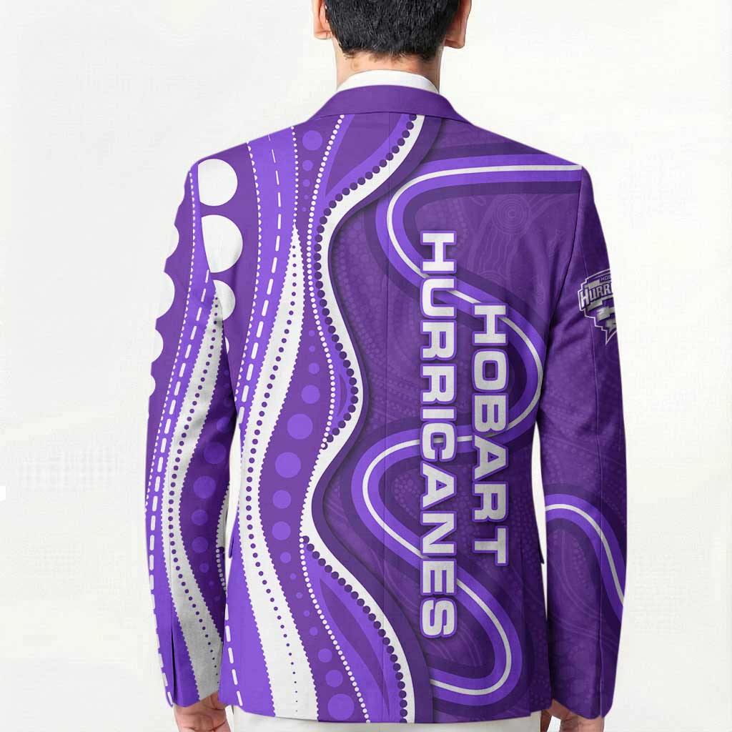 Hobart Hurricanes Blazer Aboriginal Dot Art Purple White - Tribal Wave Pattern