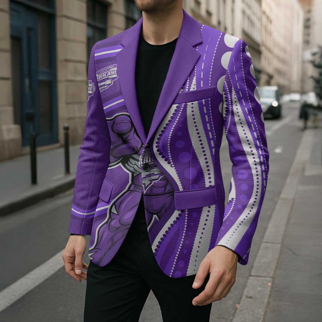 Hobart Hurricanes Blazer Aboriginal Dot Art Purple White - Tribal Wave Pattern
