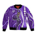 Hobart Hurricanes Bomber Jacket Aboriginal Dot Art Purple White - Tribal Wave Pattern