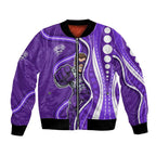 Hobart Hurricanes Bomber Jacket Aboriginal Dot Art Purple White - Tribal Wave Pattern
