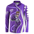 Hobart Hurricanes Button Sweatshirt Aboriginal Dot Art Purple White - Tribal Wave Pattern